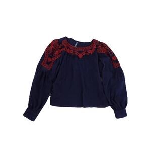 Anthropologie embroidered top boho floral size Medium